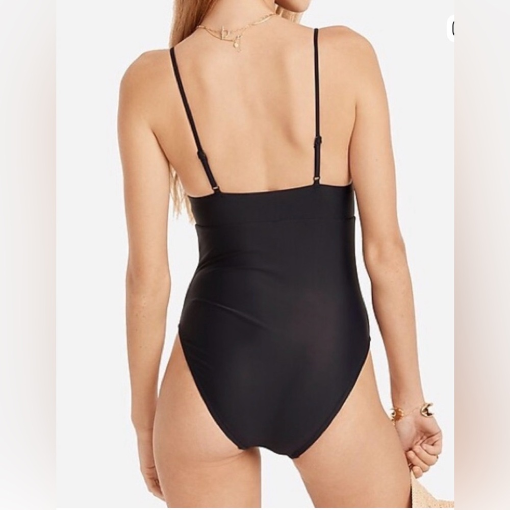 NWT J. Crew Plunge one-piece swimsuit Black Size 2 - Picture 2 of 12